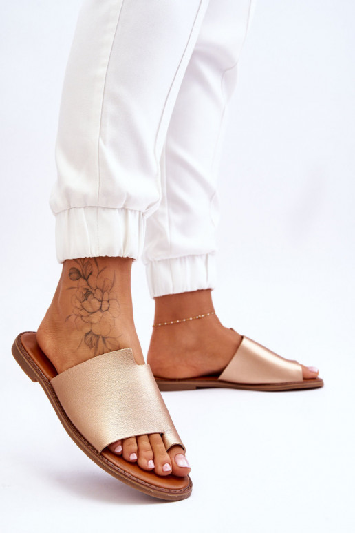 Femenino Zapatillas de cuero Zapatillas color dorado Amite