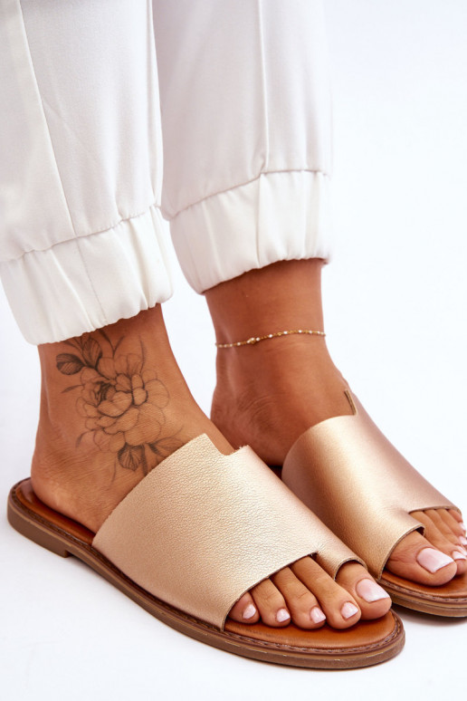 Femenino Zapatillas de cuero Zapatillas color dorado Amite