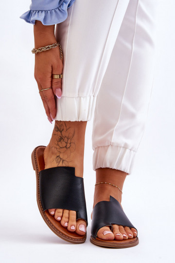 Zapatillas de cuero de mujer, color negro, "Amite"