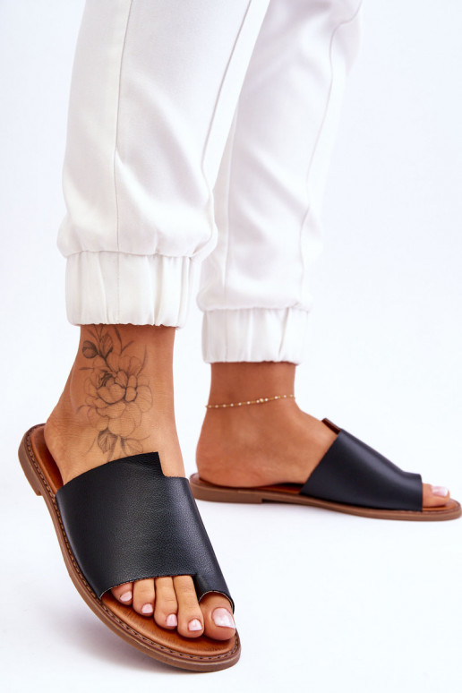 Femenino Zapatillas de cuero Zapatillas de color negro Amite Femenino Zapatillas de cuero Zapatillas de color negro Amite