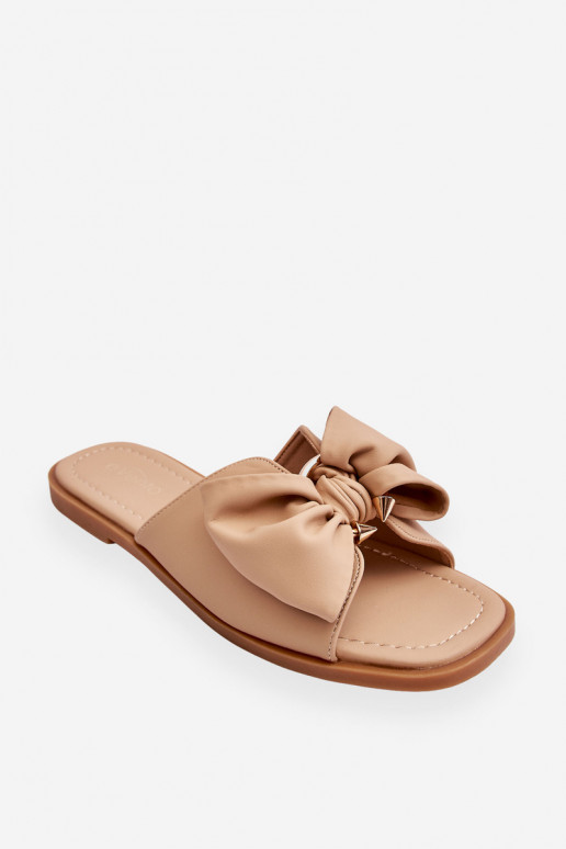 Femenino Zapatillas de cuero con cintas beige Becky