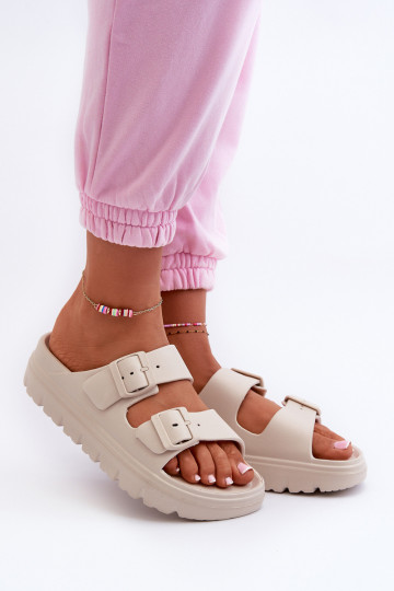 Zapatillas de mujer con espuma. con una plataforma beige Melorea 2