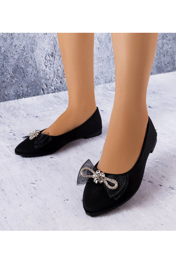 Zapatillas negras con lazo y piedras de circonio, "LaGarde"