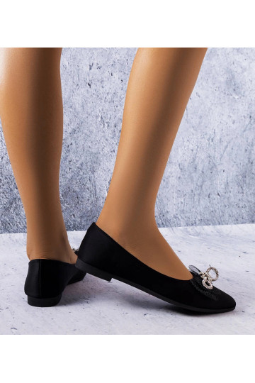 Zapatillas negras con lazo y piedras de circonio, "LaGarde" 2