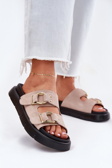 Zapatillas de ante para mujer. Con decoracionesi con hebillasmi Big Star RR274659 Tono rosa claro