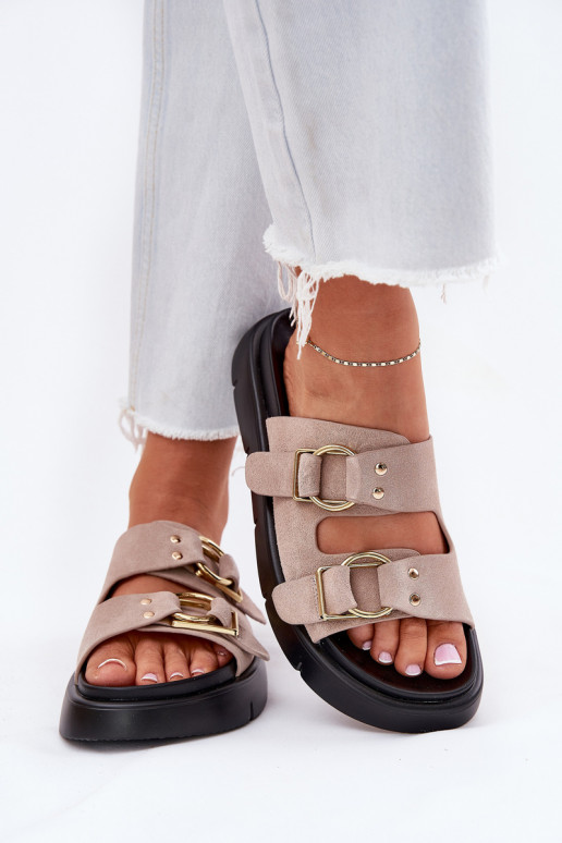 Zapatillas de ante para mujer. Con decoracionesi con hebillasmi Big Star RR274659 Tono rosa claro