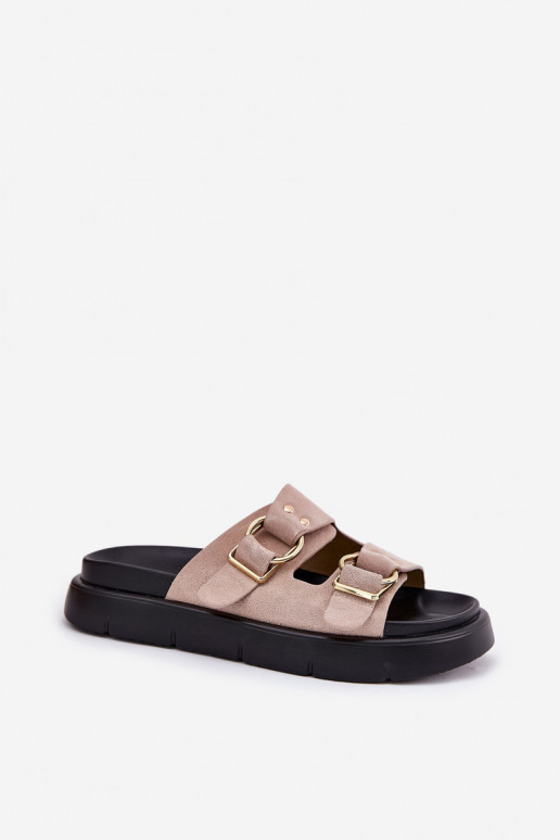 Zapatillas de ante para mujer. Con decoracionesi con hebillasmi Big Star RR274659 Tono rosa claro