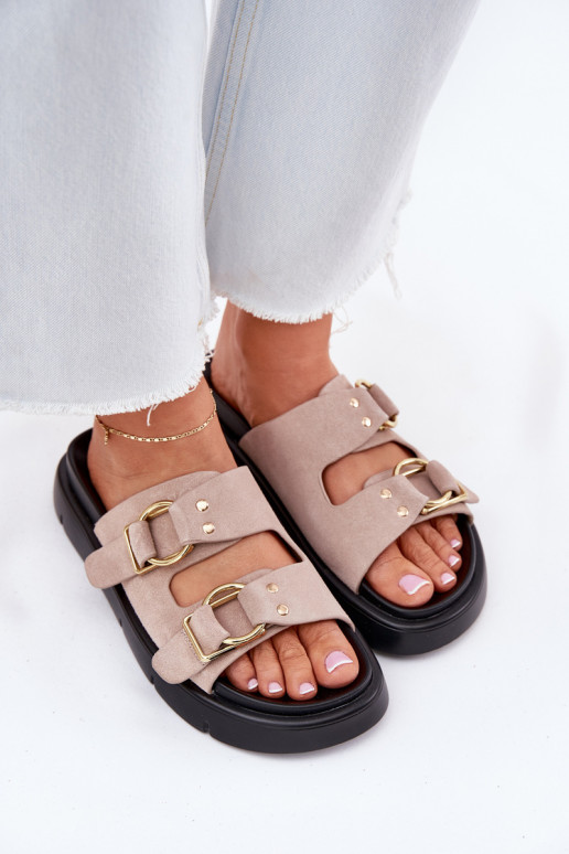 Zapatillas de ante para mujer. Con decoracionesi con hebillasmi Big Star RR274659 Tono rosa claro