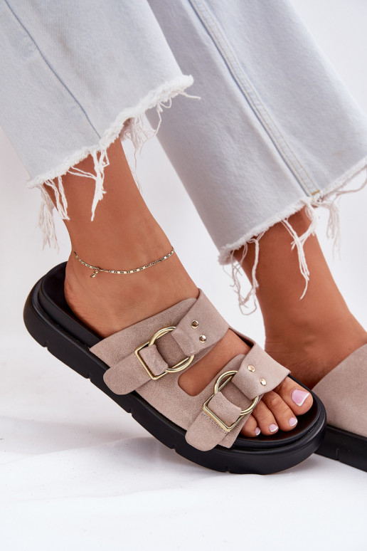 Zapatillas de ante para mujer. Con decoracionesi con hebillasmi Big Star RR274659 Tono rosa claro