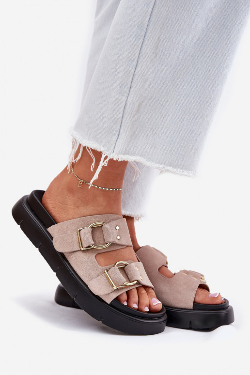 Zapatillas de ante para mujer. Con decoracionesi con hebillasmi Big Star RR274659 Tono rosa claro