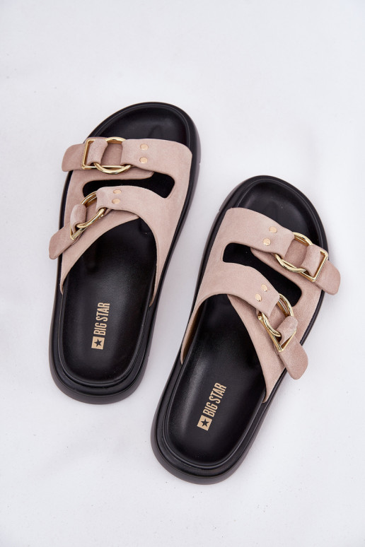 Zapatillas de ante para mujer. Con decoracionesi con hebillasmi Big Star RR274659 Tono rosa claro