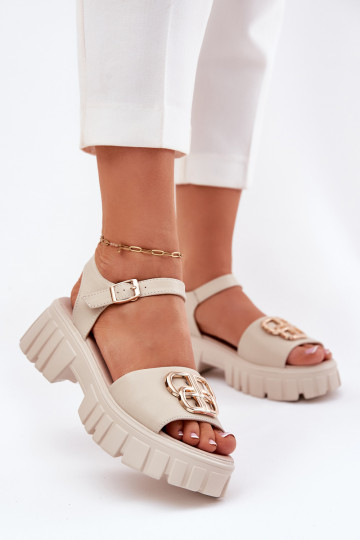 Sandalias de mujer Femenino Ze color doradom Detalem Vinceza 79541 beige