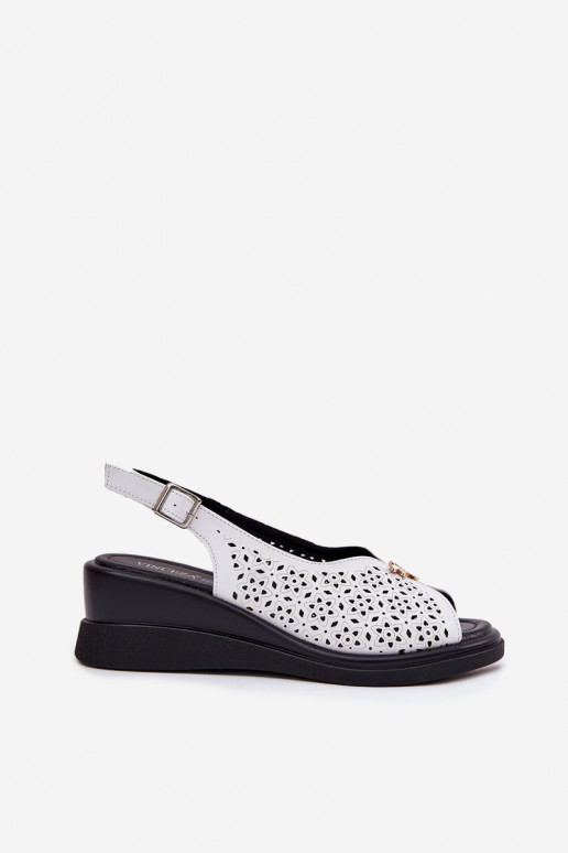 Piel Sandalias caladas Femenino en una cuña Vinceza 79529 el color blanco Piel Sandalias caladas Femenino en una cuña Vinceza 79529 el color blanco