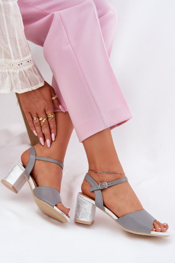 Zapatos de mujer color gris de tacón, Vinceza 20275
