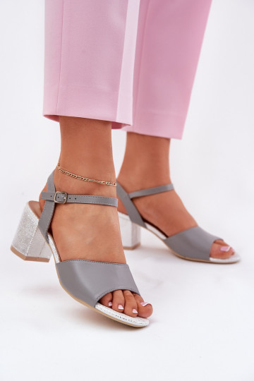 Sandalias de tacón alto para mujer. Vinceza 20275 color gris 2