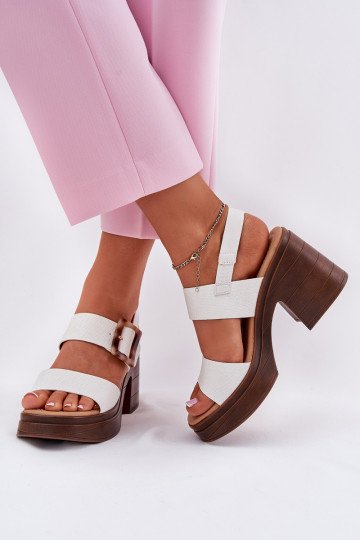 Zapatos de mujer color blanco con tacones gruesos y plataforma, Vinceza 17387 2