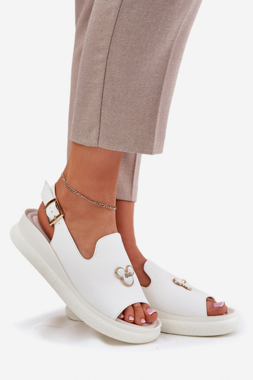 Sandalias de mujer Femenino con adornos Vinceza 66757 el color blanco