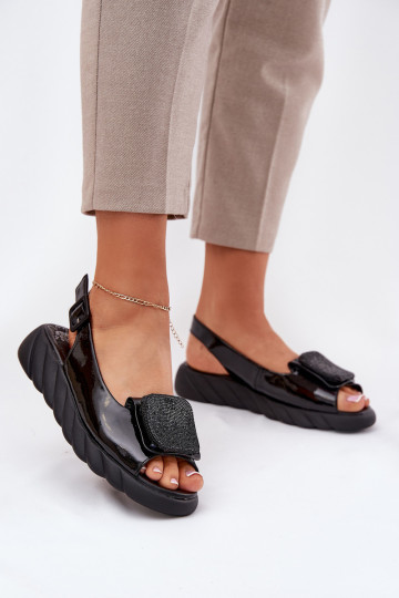 Zapatos de charol negros con tacón y decoración para mujer, Artiker 56C1564 2