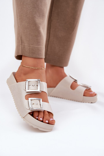Zapatillas de perfume beige con hebillas y brillantes, ZAXY RR285056