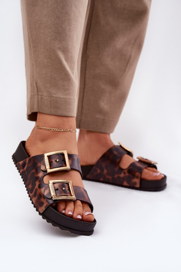 Fragante zapatillas de mujer con hebillas con estampados de piel de leopardo ZAXY RR285059 color marrón 2