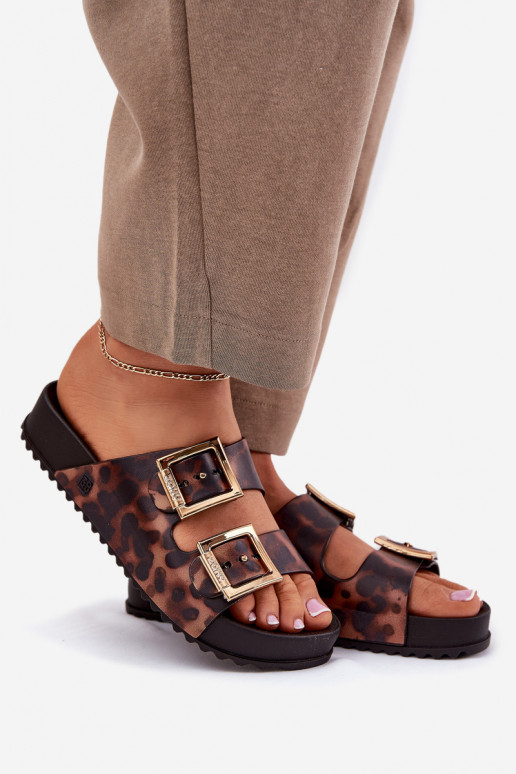 Fragante zapatillas de mujer con hebillas con estampados de piel de leopardo ZAXY RR285059 color marrón Fragante zapatillas de mujer con hebillas con estampados de piel de leopardo ZAXY RR285059 color marrón