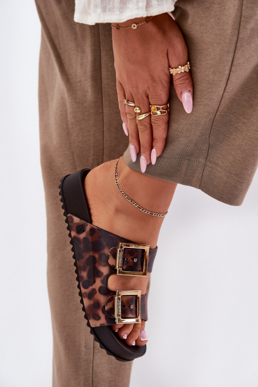 Fragante zapatillas de mujer con hebillas con estampados de piel de leopardo ZAXY RR285059 color marrón Fragante zapatillas de mujer con hebillas con estampados de piel de leopardo ZAXY RR285059 color marrón