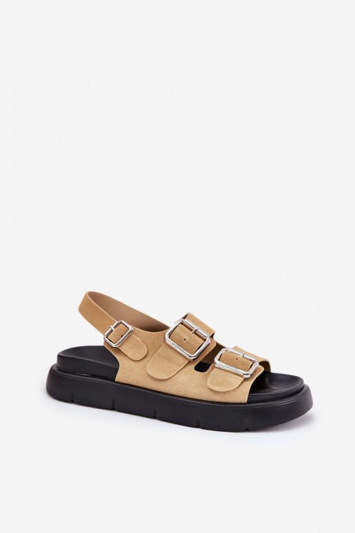 Sandalias mujer ante con hebillas Big Star RR274665 beige