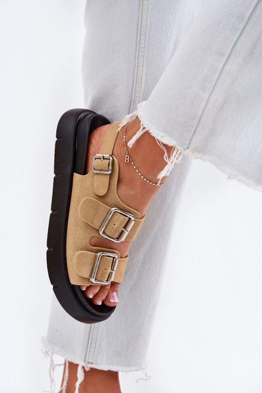 Sandalias mujer ante con hebillas Big Star RR274665 beige