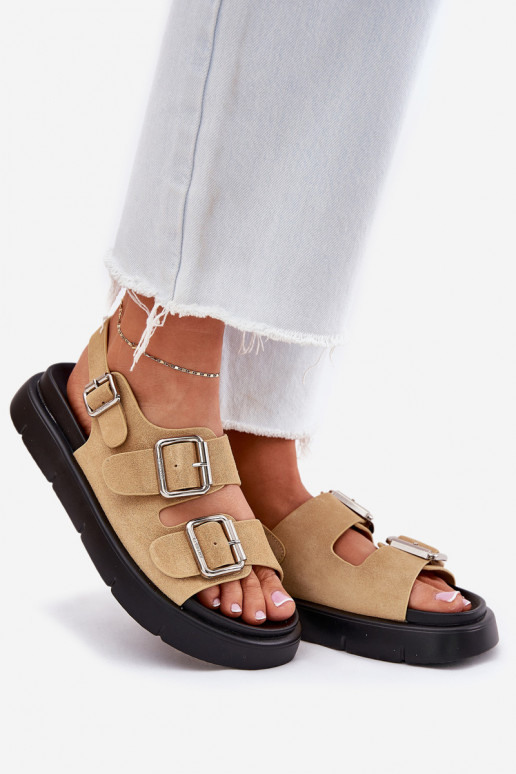Sandalias mujer ante con hebillas Big Star RR274665 beige