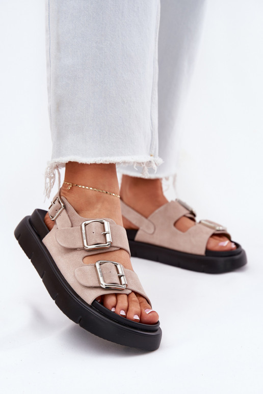 Sandalias mujer ante con hebillas Big Star RR274663 Tono rosa claro Sandalias mujer ante con hebillas Big Star RR274663 Tono rosa claro