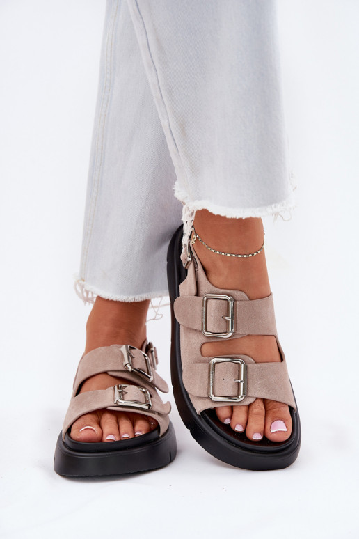Sandalias mujer ante con hebillas Big Star RR274663 Tono rosa claro Sandalias mujer ante con hebillas Big Star RR274663 Tono rosa claro