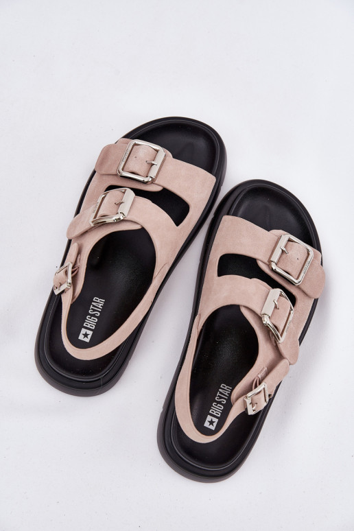 Sandalias mujer ante con hebillas Big Star RR274663 Tono rosa claro Sandalias mujer ante con hebillas Big Star RR274663 Tono rosa claro