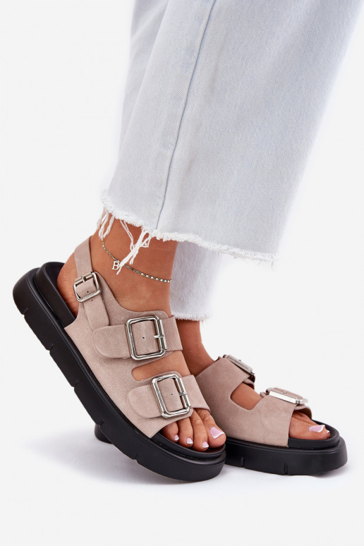 Sandalias mujer ante con hebillas Big Star RR274663 Tono rosa claro Sandalias mujer ante con hebillas Big Star RR274663 Tono rosa claro