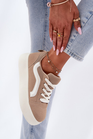 Zapatillas deportivas para mujer con plataforma en color caqui, "Tellnira" 2