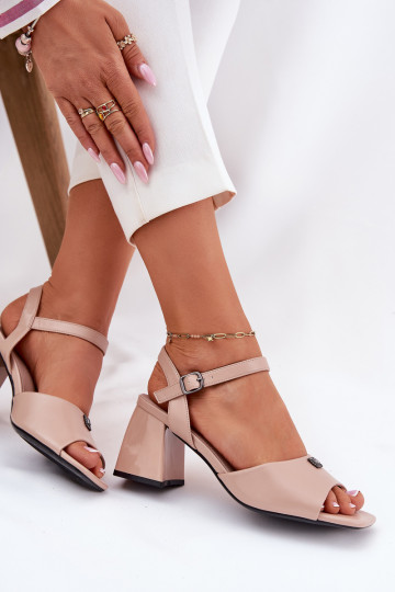 Sandalias de tacón alto para mujer. Vinceza 62235 beige