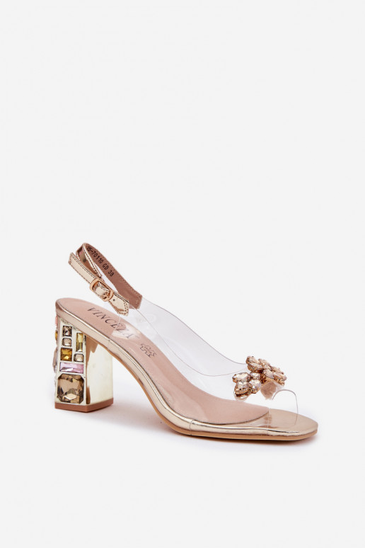 Ver a través de sandalias con tacones con ojos brillantes Vinceza 70110 color dorado Ver a través de sandalias con tacones con ojos brillantes Vinceza 70110 color dorado