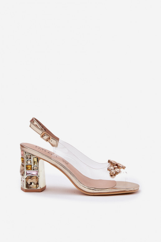 Ver a través de sandalias con tacones con ojos brillantes Vinceza 70110 color dorado Ver a través de sandalias con tacones con ojos brillantes Vinceza 70110 color dorado