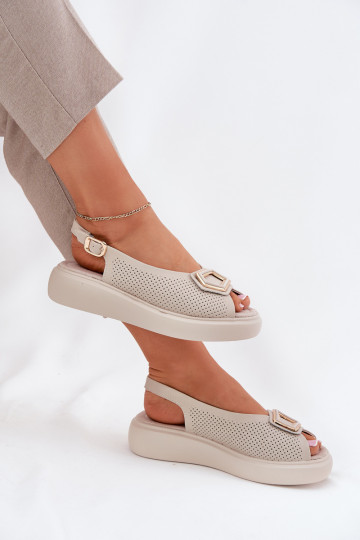 Sandalias de mujer Femenino con adornos S.Barski LR51-786 beige