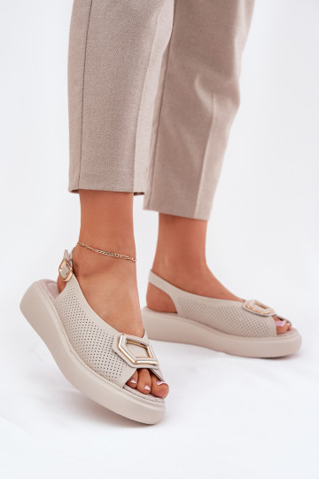 Sandalias de mujer Femenino con adornos S.Barski LR51-786 beige 2
