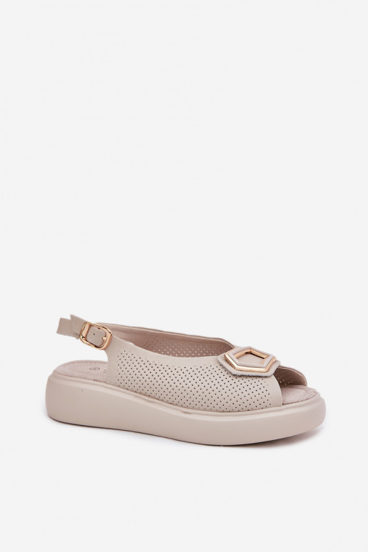 Sandalias de mujer Femenino con adornos S.Barski LR51-786 beige