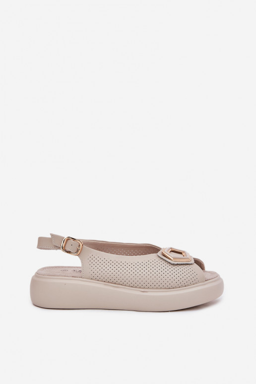 Sandalias de mujer Femenino con adornos S.Barski LR51-786 beige