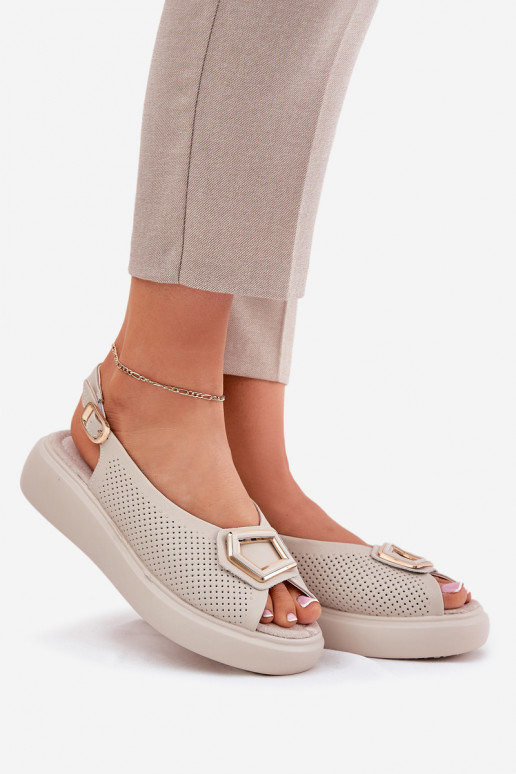 Sandalias de mujer Femenino con adornos S.Barski LR51-786 beige