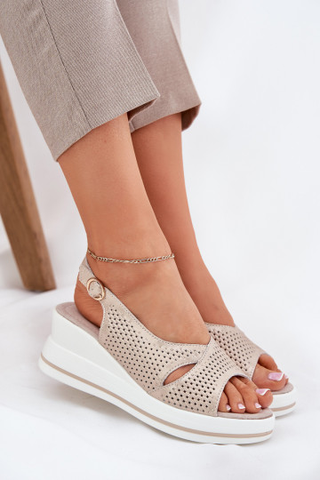 Sandalias de mujer Femenino en una cuña S.Barski LR51-660 color dorado