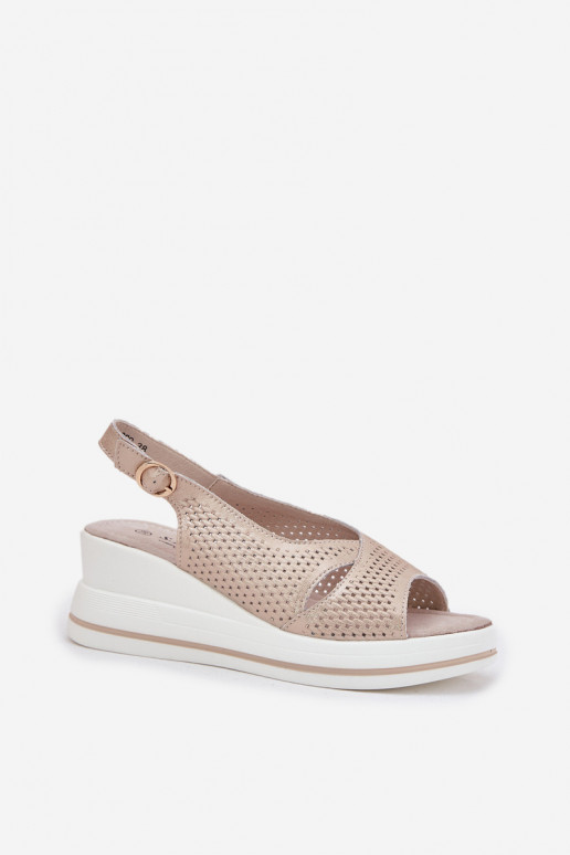 Sandalias de mujer Femenino en una cuña S.Barski LR51-660 color dorado