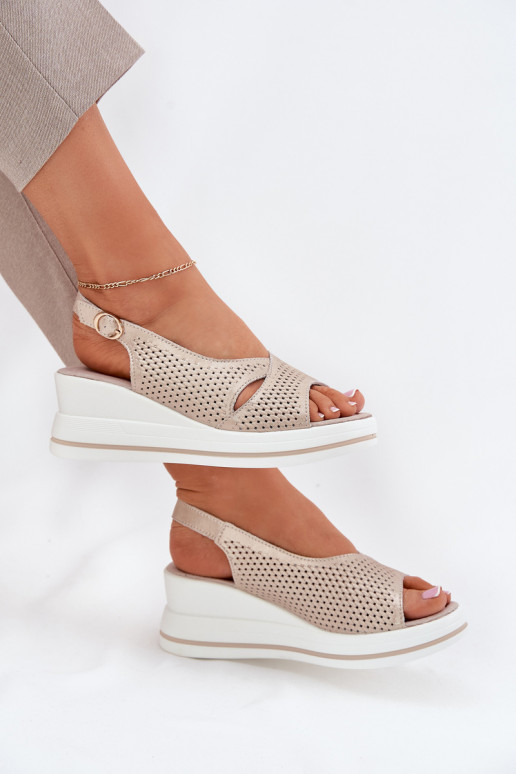 Sandalias de mujer Femenino en una cuña S.Barski LR51-660 color dorado