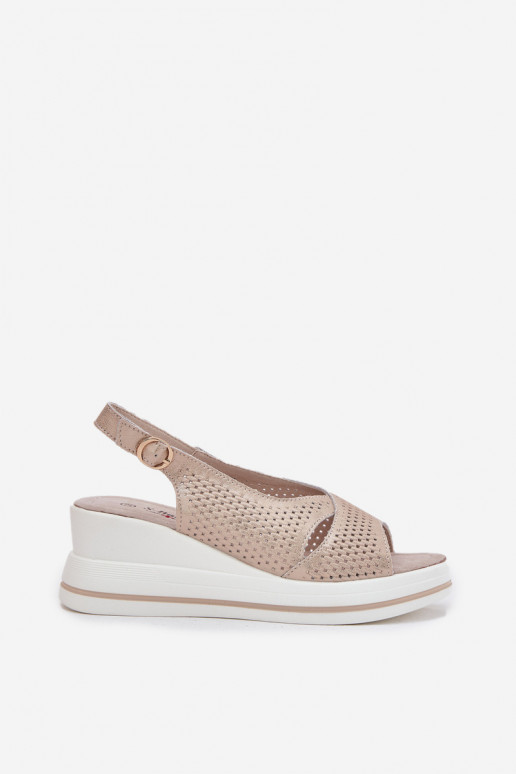 Sandalias de mujer Femenino en una cuña S.Barski LR51-660 color dorado