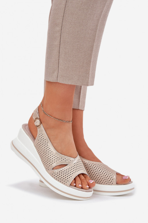 Sandalias de mujer Femenino en una cuña S.Barski LR51-660 color dorado