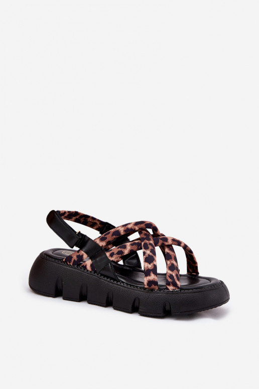 Sandalias de mujer con una plataforma con rayas con estampados de piel de leopardo Filamira