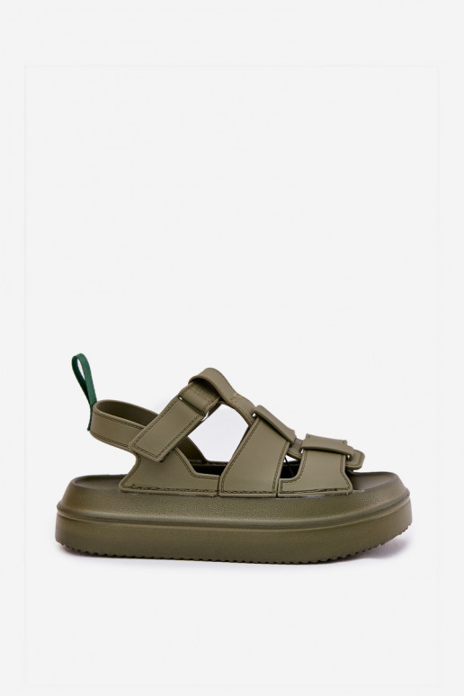 Sandalias de mujer con una plataforma color verde Nitavelia