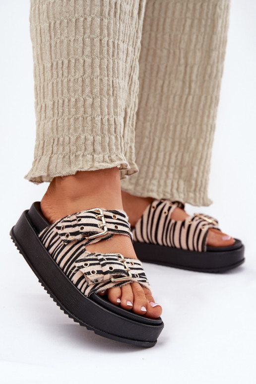 zapatillas de mujer con hebillas con una plataforma Zebra Nilatha zapatillas de mujer con hebillas con una plataforma Zebra Nilatha